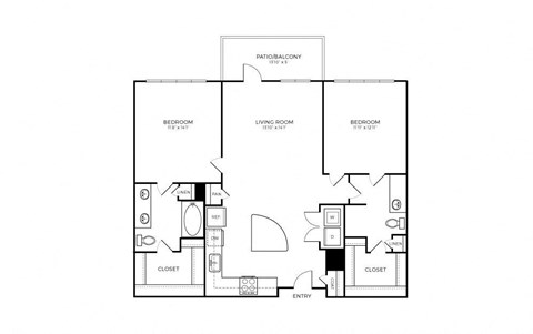 B3-1 Floor Plan at Addison Medical Center Apartments, Texas, 78229